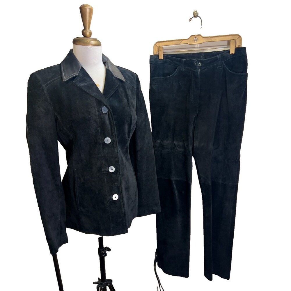 Danier Pant Suit Set Size 8-10 Vintage 90's Women Leather Dark Academia Set